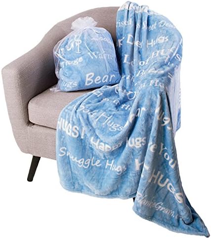  “Hugs” Plush Throw Blanket- Inspired Gift Ideas For The Entire Family, Comfort Gifts, Blue