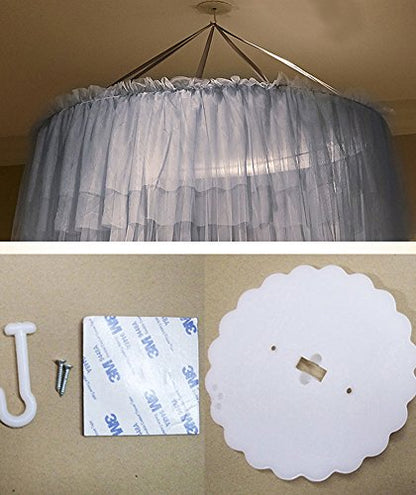  Mengersi Canopy Bed Curtain For Girls Adults-Dome Bed Net For Twin Full Queen King Size Bed, Quick Easy Installation (Round Canopy, Gray)