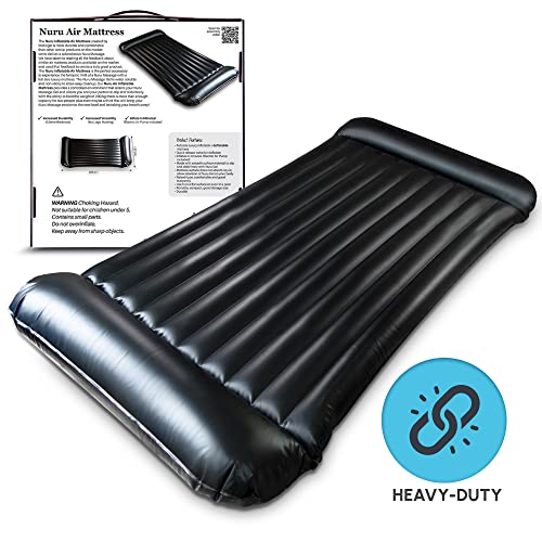  Inflatable Massage Air Mattress | Black Durable PVC Waterproof | 88in X 48in X6in (223 X 122 X 15cm)
