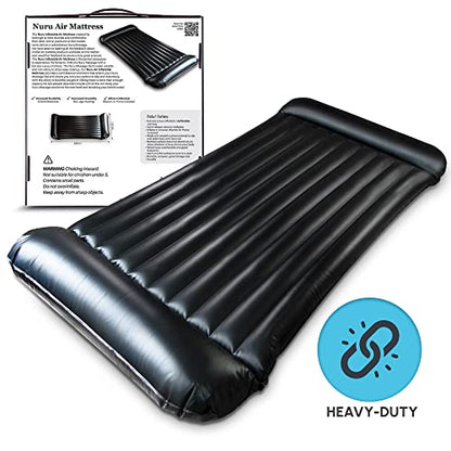  Inflatable Massage Air Mattress | Black Durable PVC Waterproof | 88in X 48in X6in (223 X 122 X 15cm)
