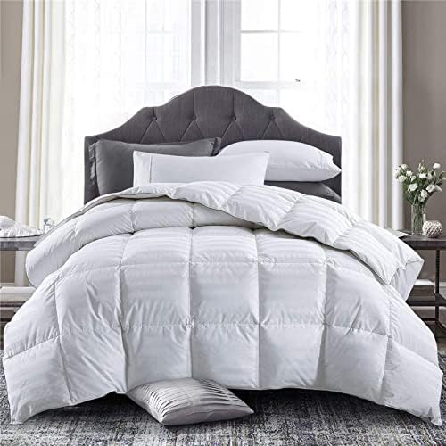  Goose Feather Down Comforter King Size Lightweight Down Comforter White Down Duvet Insert King Down Bedding Comforter With 100% Cotton Shell 500TC Count 106 X 90 Inches