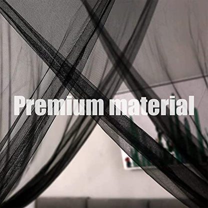  Bigomila Black Mosquito Net Four Corner Bed Canopy Queen Size Bed Curtains King Size Bed Drapes Four Sides Open Mesh Bed Canopy Girl Elegant Bed Decoration (Black)