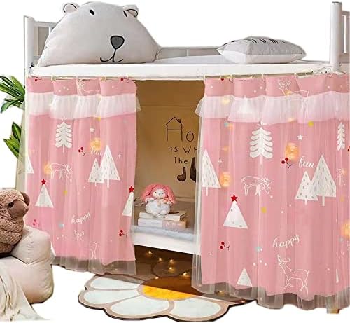  Qubanda Dorm Home Bunk Nets Bed Curtains Cloth Bed Canopy Blackout Students Curtain Shading Nets Breathable Dustproof Single Sleeper