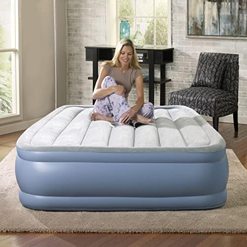  Hi-Loft Inflatable Mattress: Raised-Profile Air Bed With External Pump, Full Blue