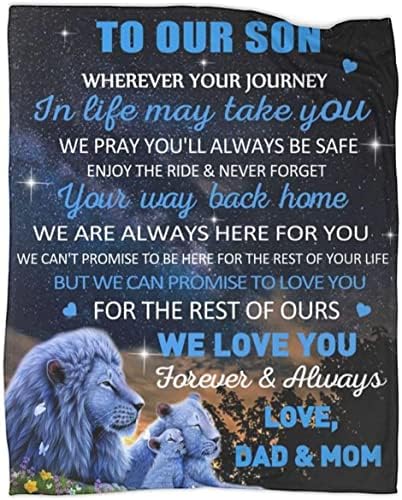  O My Son Blanket From Dad And Mom Lion Ultra Soft Flannel Throw Blankets For Couch Bedroom Sofa Warm Blanket Positive Encourage And Love Birthday Gifts 50x60 Inch