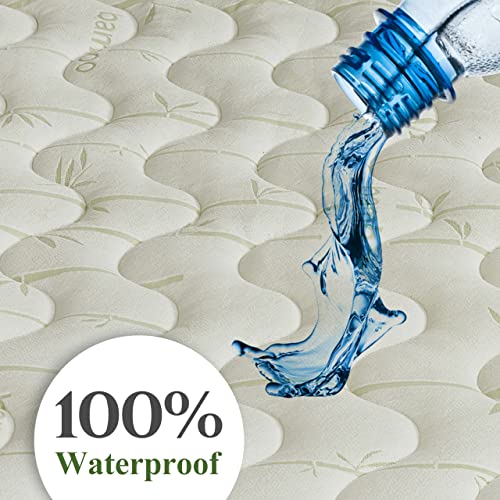 Waterproof Bamboo Jacquard Blend Fitted Topper, Top Split King Mattress Pad By Royal Hotel