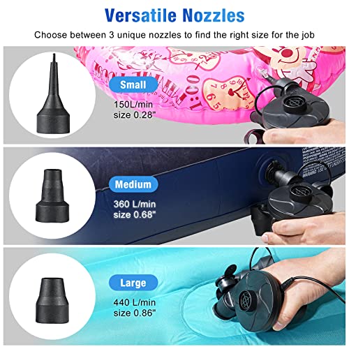  Electric Air Pump, Portable Quick-Fill Air Pump With 3 Nozzles, 110V AC/12V DC, Perfect Inflator/Deflator Pumps For Outdoor Camping, Inflatable Cushions, Air Mattress Beds, Boats, Swimming Ring