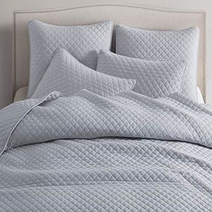  Bonlino Quilt Bedding Set Bed Queen - Lightweight Soft Quilt Summer Farmhouse Quilt Set, Modern Boho Style Striped As Bedspread Coverlet, With 2 Pillow Shams For Home Bedroom All Season (Grey, Queen)