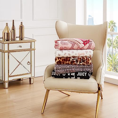  Juicy Couture - Throw Blanket | Crown Royal | Plush And Cozy | Decorative Blankets For Sofas, Chairs And Beds| Luxurious And Soft | Chic Home Decor | Measures 50" X 70" | Black/White