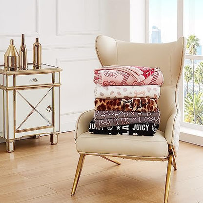  Juicy Couture - Throw Blanket | Crown Royal | Plush And Cozy | Decorative Blankets For Sofas, Chairs And Beds| Luxurious And Soft | Chic Home Decor | Measures 50" X 70" | Black/White