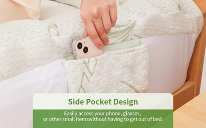  Amboo Mattress Topper With 1 Pillow Protector, Side Pocket, Waterproof Mattress Protector, Cooling Extra Thick Breathable Mattress Pad Cover,8-21” Deep Pocket- Queen