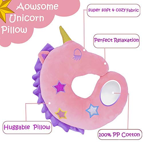  Kids Travel Pillow, Neck Pillow For Kids, Unicorn Traveling Soft 360° Head & Neck Sleeping Supporting Children Animal U Shaped Cushion,Car Seat & Airplane Travel Accessories,Christmas Gift