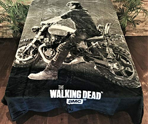  Daryl Dixon On Motorcycle AMC Walking Dead Faux Fur Queen Blanket