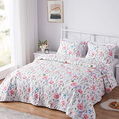  Quilt Set Twin Size, Lightweight Microfiber Soft Coverlet Reversible Quilted Pattern Summer Quilt Bedspreads Comforter Set For All Season, 2 Piece Includes 1 Quilt + 1 Sham