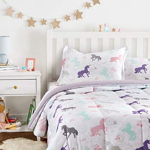  Amazon Basics Kid's Comforter Set - Soft, Easy-Wash Microfiber - Twin, Light Pink