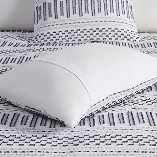 INK+IVY Luxurious Cotton-Bedding Set - Mid Century Trendy Geometric Design, All Season Cozy-Cover With Matching-Shams, King/Cal King, Rhea Jacquard Black/Multi