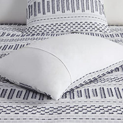  INK+IVY Luxurious Cotton-Bedding Set - Mid Century Trendy Geometric Design, All Season Cozy-Cover With Matching-Shams, King/Cal King, Rhea Jacquard Black/Multi