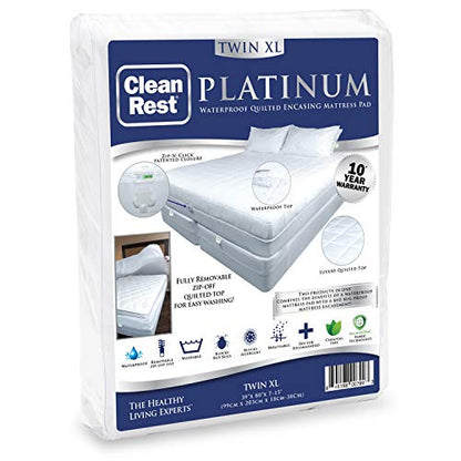  Platinum Encasing Mattress Pad, Waterproof & Padded Surface, Removable Top, Patented Zipper Security (Fits 7 - 15 Inches In Height) Twin XL