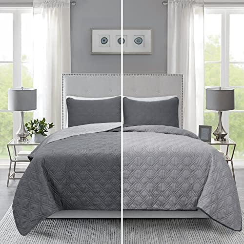  HIG 3 Piece Minimal Style Oversized Bedspread Set Queen, Hot Pink Reversible Stitch Quilted Coverlet Set With Leaf Pattern, Feminine Solid Quilt Set For Bedroom, Microfiber, 100" X 106" (Milano)