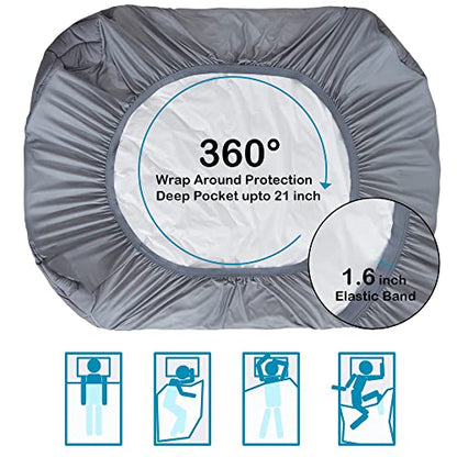  LVEN HOME Waterproof Twin Mattress Pad, Thick Padded Mattress Cover Protector Washable, Breathable Cooling Pillowtop Mattress Topper, Down Alternative Filled, Deep Pocket Fitted