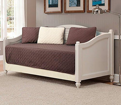  Linen Plus 5pc Daybed Cover Solid Embossed Bedspread New (Charcoal/Silver)