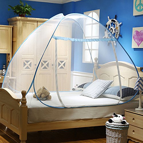  RuiHome Folding Pink Mosquito Net Tent With Bottom Cover Pop-Up Princess Girls Bed Canopy For Home Bedroom College Dorm Camping Trips (59x79x57")