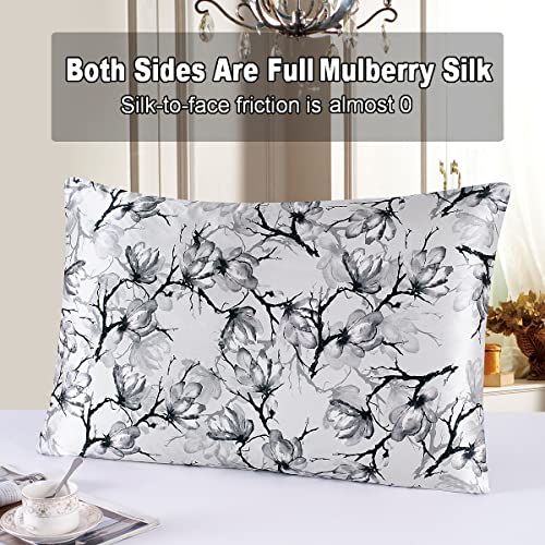  100% Pure Mulberry Silk Pillowcase With Zipper For Skin&Hair Care Both Sides Soft Breathable (Pattern02, Standard)