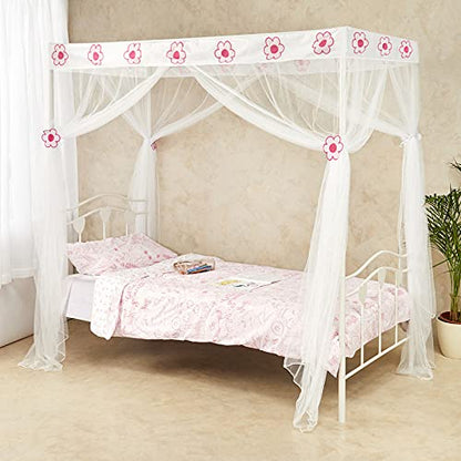  Wremedies For Easier Living Pink Princess Bed Canopy For Girls Mosquito Netting Bed Easy Installation Flower Bedroom Accessory Hanging Curtain Birthday Gift Single Bed Tent Pink + White