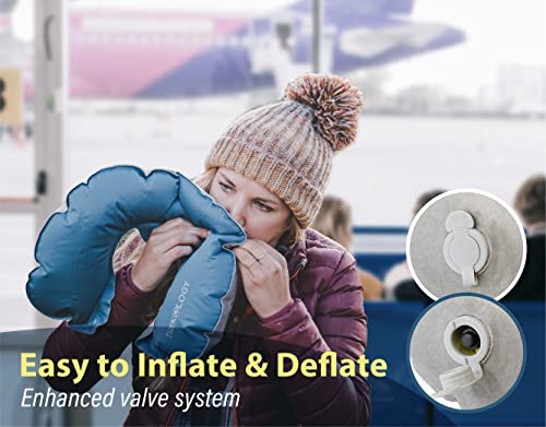  TREKOLOGY Inflatable Neck Pillow For Travel - Ultimate Comfort And Support For Airplanes, Cars, And More - Ergonomic Design For Restful Sleep And Neck Relief - Essential Travel Accessory