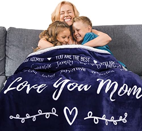  Mothers Day Gifts For Mom Blanket From Daughter Or Son, Thoughtful, Unique Mom Blanket Filled With Sentimental Meaningful Words To Say Love You Mom 60x50 Inches (Grey, Sherpa)