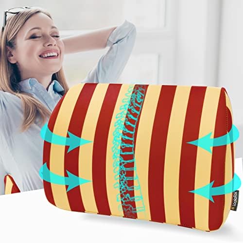  Logicfox Lumbar Support Back Pillow For Office Chair, Memory Foam Back Pillows For Improve Sitting Posture & Back Pain Relief, Striped Lumbar Support Pillow For Car, Chair, Gaming, Recliner (Blue)