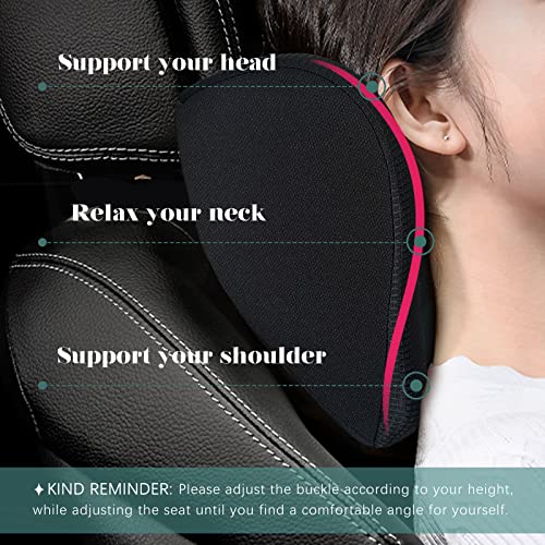  Super Fit Car Headrest Pillow, Car Pillow For Driving With Adjustable Strap, 100% Memory Foam Neck Pillow, Breathable Removable Cover & Ergonomic Design - Softness Travel Car Neck Pillow(Black, 1P)