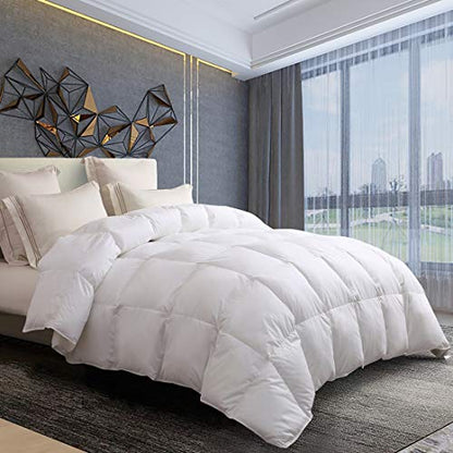  Drtoor Goose Down Comforter King, White Winter Feather Duvet Insert, 100% Egyptian Cotton, 1200 Thread Count, 700+ Fill Power-90"x106"