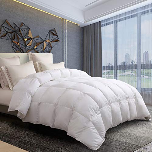  Drtoor Goose Down Comforter King, White Winter Feather Duvet Insert, 100% Egyptian Cotton, 1200 Thread Count, 700+ Fill Power-90"x106"