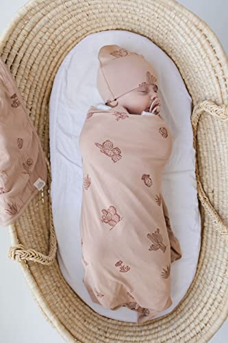  Leyl&Ari Newborn Essentials | Swaddle Blanket Burp Cloth Hat Set (Daises/Butterflies) (Cactus Set)