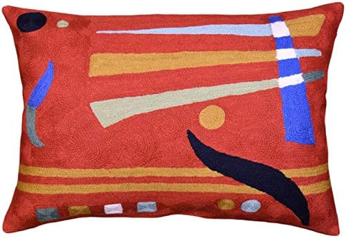  Kashmir Designs Lumbar Cushion Cover Hand Embroidered Wool 13x21 (Lumbar Poppy Pillow Cover Turquoise)