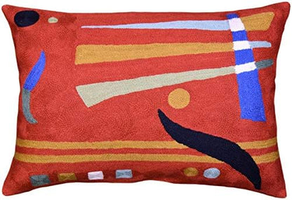  Kashmir Designs Lumbar Cushion Cover Hand Embroidered Wool 13x21 (Lumbar Poppy Pillow Cover Turquoise)