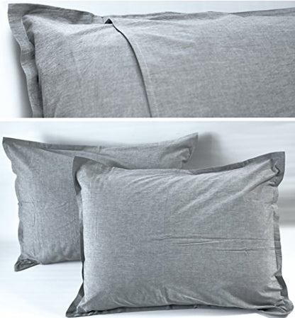  Eikei Washed Cotton Chambray Duvet Cover Solid Color Casual Modern Style Bedding Set Relaxed Soft Feel Natural Wrinkled Look (King, Desert Sand)