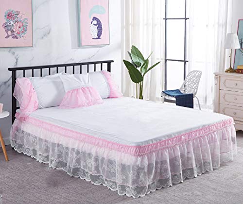  Wrap-Around Lace Bed Skirt Ruffled Bedskirt Dust Cover Ruffle Bed Sheet Case
