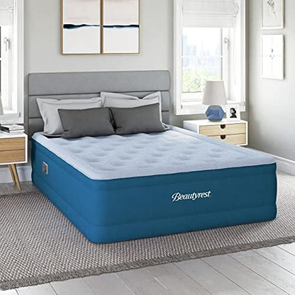  Hi-Loft Inflatable Mattress: Raised-Profile Air Bed With External Pump, Full Blue