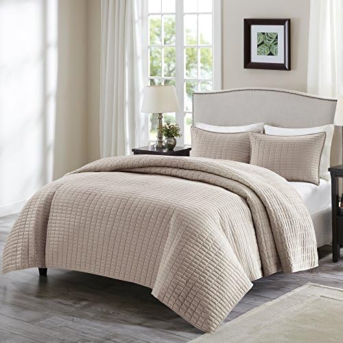  Comfort Spaces Kienna Quilt Set-Luxury Double Sided Stitching Design All Season, Lightweight, Coverlet Bedspread Bedding, Matching Shams, Twin/Twin XL(66"x90"), White,CS14-0263