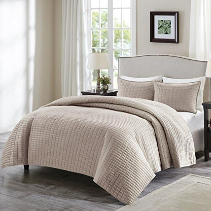  Comfort Spaces Kienna Quilt Set-Luxury Double Sided Stitching Design All Season, Lightweight, Coverlet Bedspread Bedding, Matching Shams, Twin/Twin XL(66"x90"), White,CS14-0263