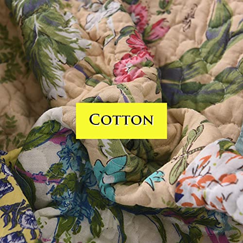  ABREEZE Lavender Green Comforter King Luxury Quilt Set Frosted Pastel Gardenia Bohemian Cotton Patchwork Quilted Coverlet Bedspread Set Green Purple Quilt King Patchwork Quilt