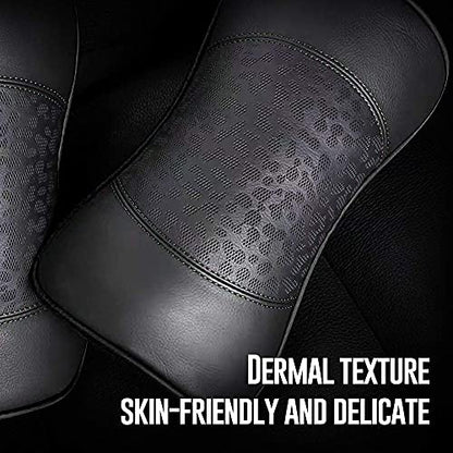  HAOTULE Car Leather Neck Pillows, Neck Rest Cushions,100% Memory Foam Cervical Support, Comfortable Travel Car Seats And Home Office Soft Pillows, Black A Set (2 Pcs)