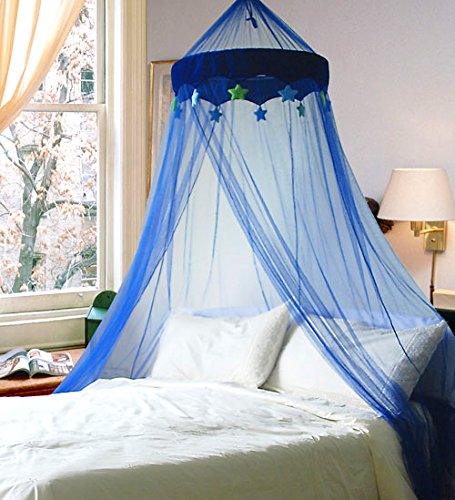  Blue Round Dome Bed Canopy With Lovely Little Stars Mosquito Net