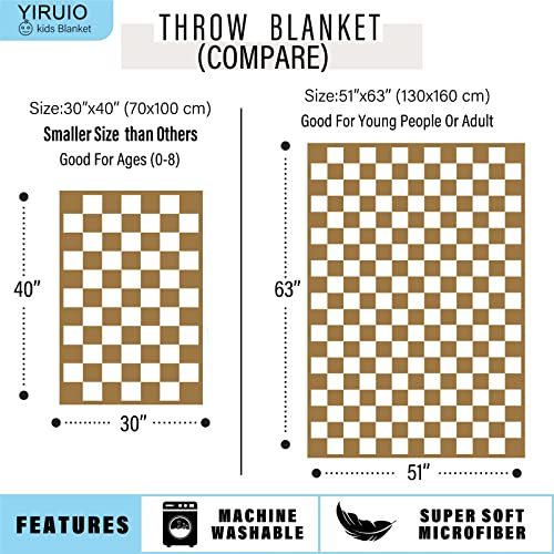  YIRUIO Throw Blankets Checkerboard Checkered Chessboard Warmer Comfort Reversible Microfiber Soft Cozy For Kids Baby Children(Burnt Orange, 30''x40'')