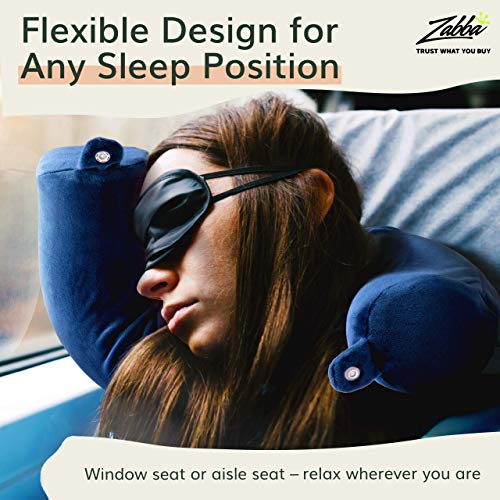  Fern And Willow Neck Pillow For Travel - Bendable Twist Memory Foam Traveling Pillows For Airplane & Car, Provides Head, Shoulder, And Chin Support - Navy Blue