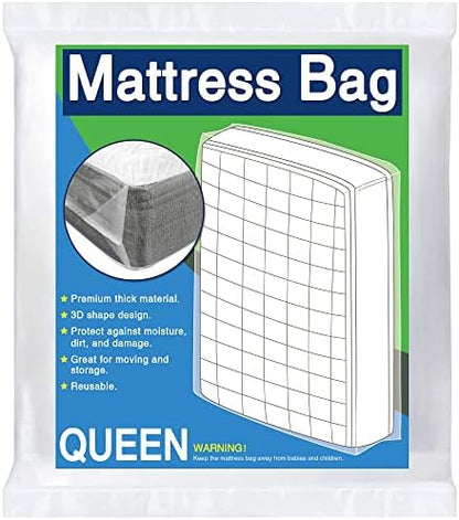  Queen Mattress Bag For Moving And Storage, 5 Mil Thick Plastic And Reusable Mattress Storage Bags Queen Size For Mattress Up To 14 Inches