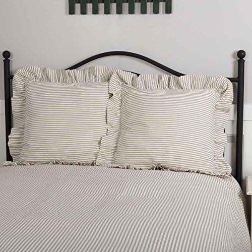  Farmhouse Ticking Stripe Taupe Standard Sham