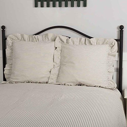  Farmhouse Ticking Stripe Taupe Standard Sham